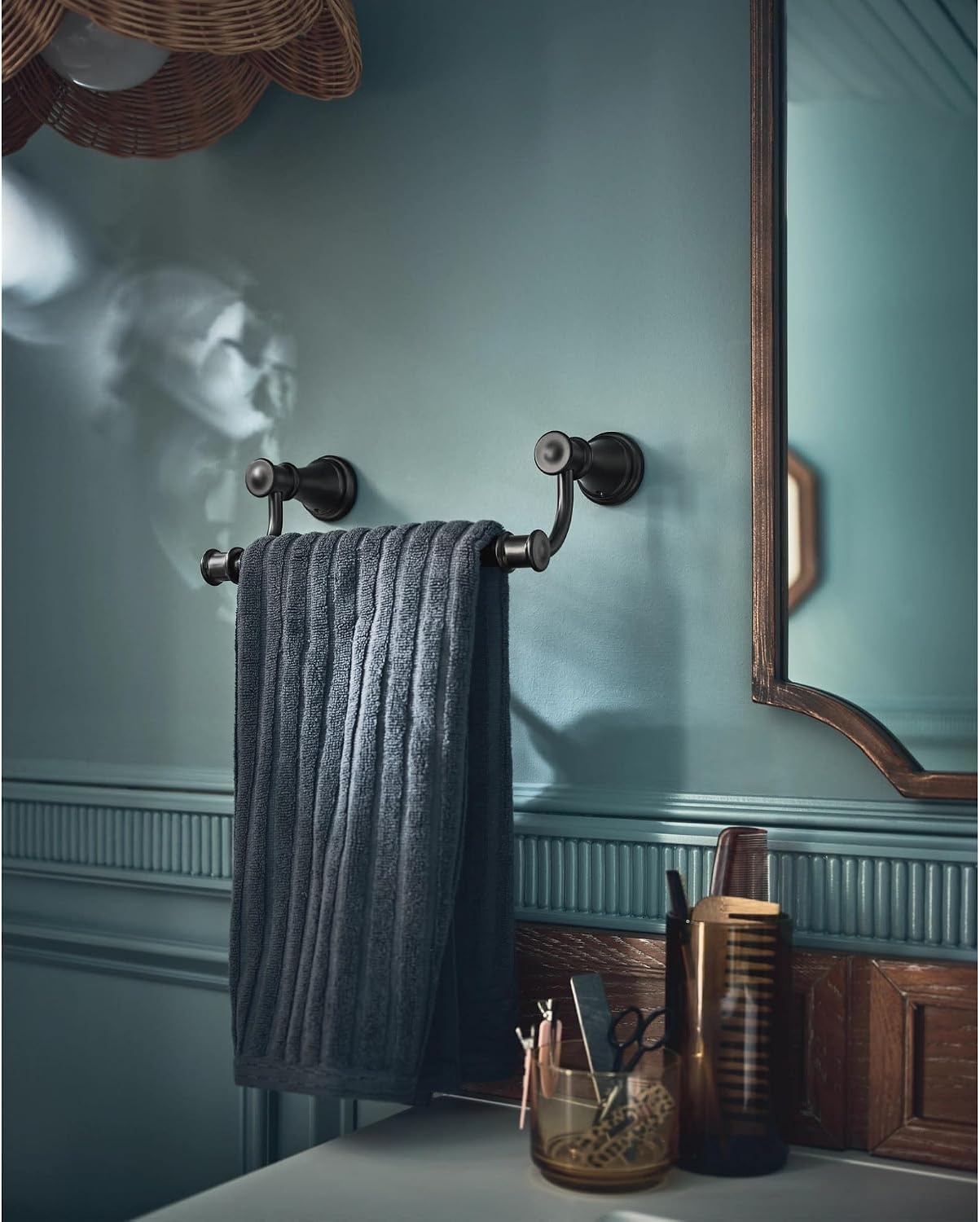 image:imageMoen Belfield Oil Rubbed Bronze 9Inch Bathroom Hand Towel Bar YB6486ORBPolished Nickel