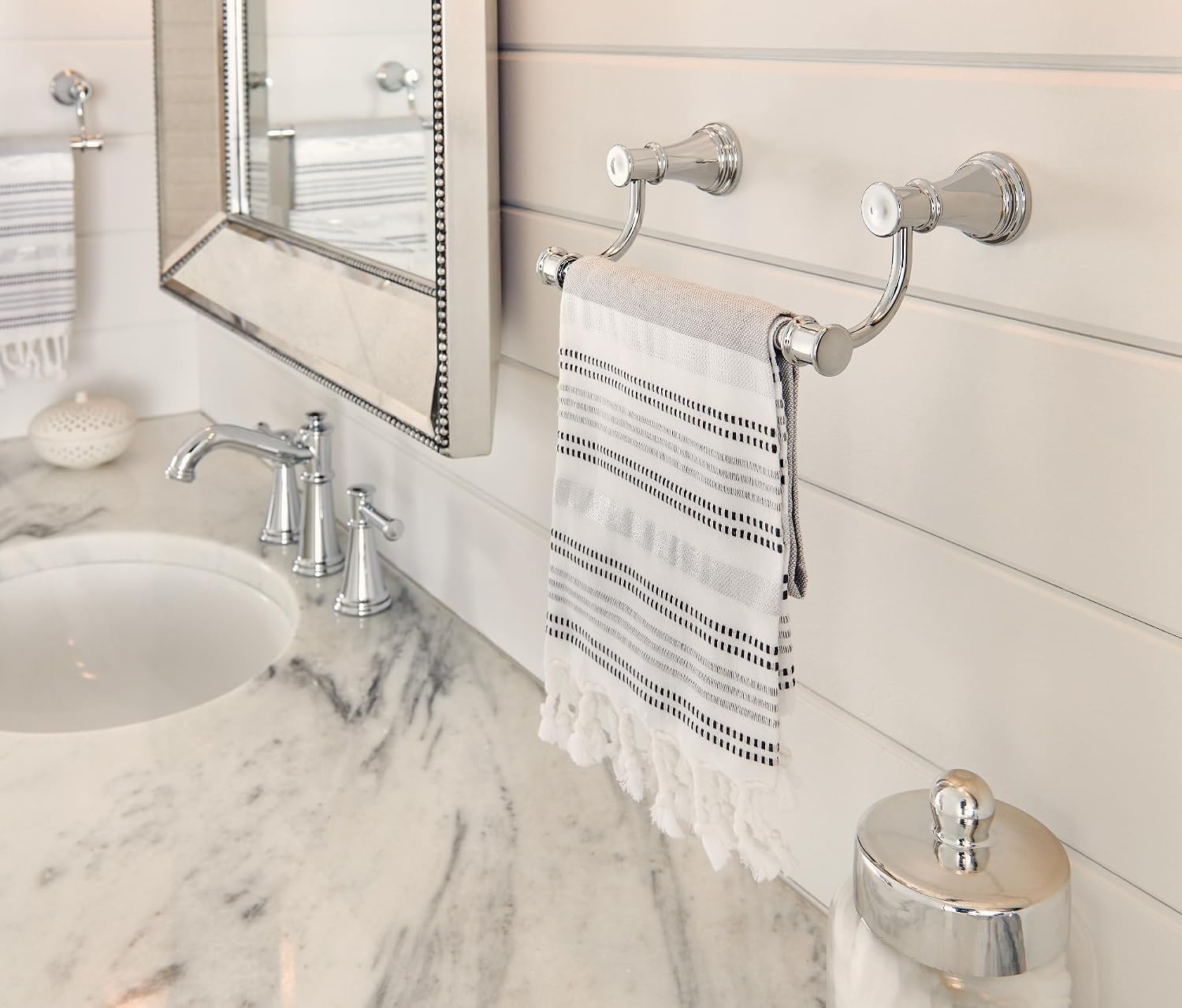 image:imageMoen Belfield Oil Rubbed Bronze 9Inch Bathroom Hand Towel Bar YB6486ORBPolished Nickel