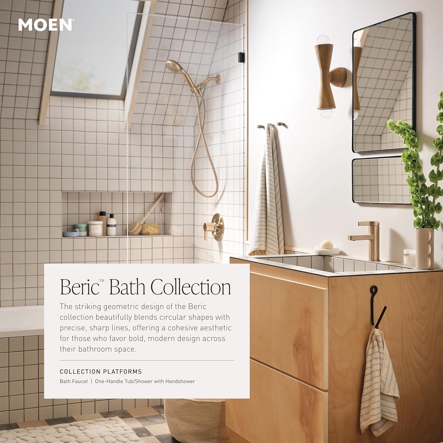 image:imageMoen Beric Matte Black Modern OneHandle Single Hole Bathroom Faucet with Drain Assembly and Optional Deckplate for Your Bath Sink 84774BLBronzed Gold