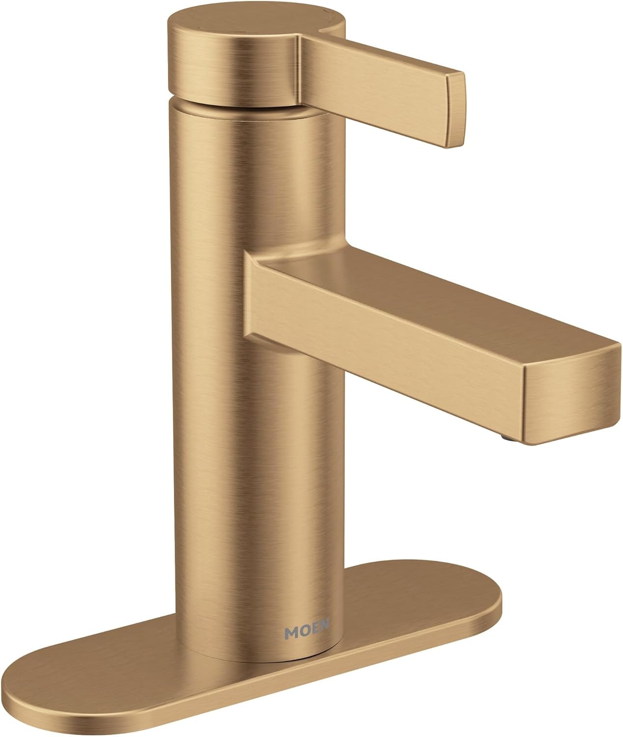 image:imageMoen Beric Matte Black Modern OneHandle Single Hole Bathroom Faucet with Drain Assembly and Optional Deckplate for Your Bath Sink 84774BLBronzed Gold