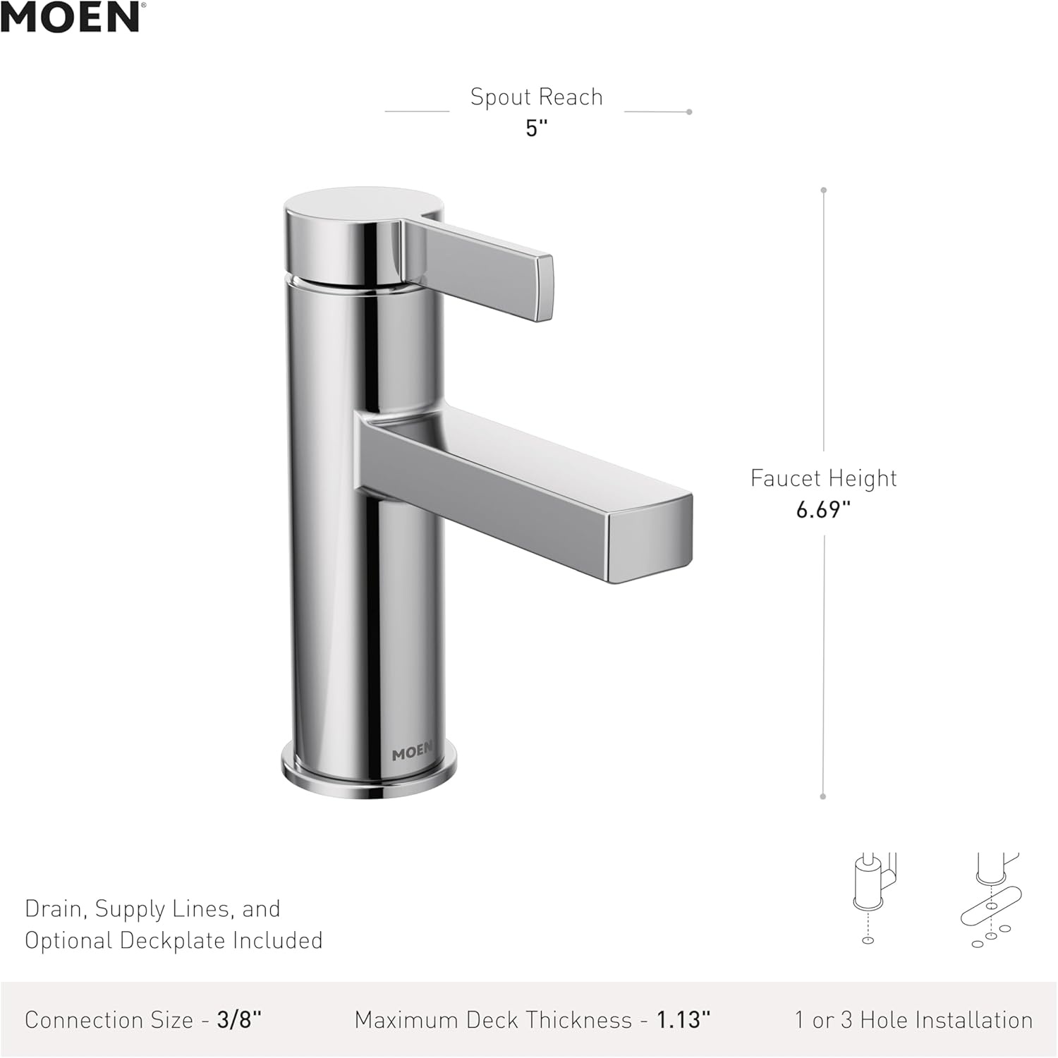 image:imageMoen Beric Matte Black Modern OneHandle Single Hole Bathroom Faucet with Drain Assembly and Optional Deckplate for Your Bath Sink 84774BLBronzed Gold