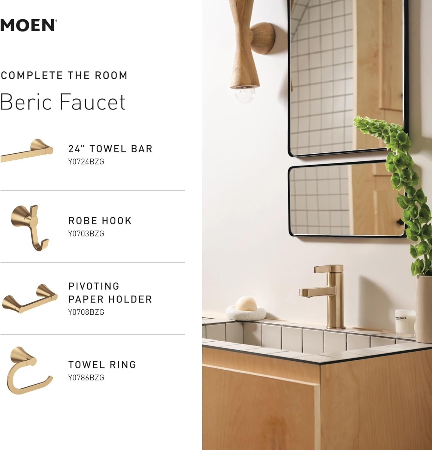 image:imageMoen Beric Matte Black Modern OneHandle Single Hole Bathroom Faucet with Drain Assembly and Optional Deckplate for Your Bath Sink 84774BLChrome