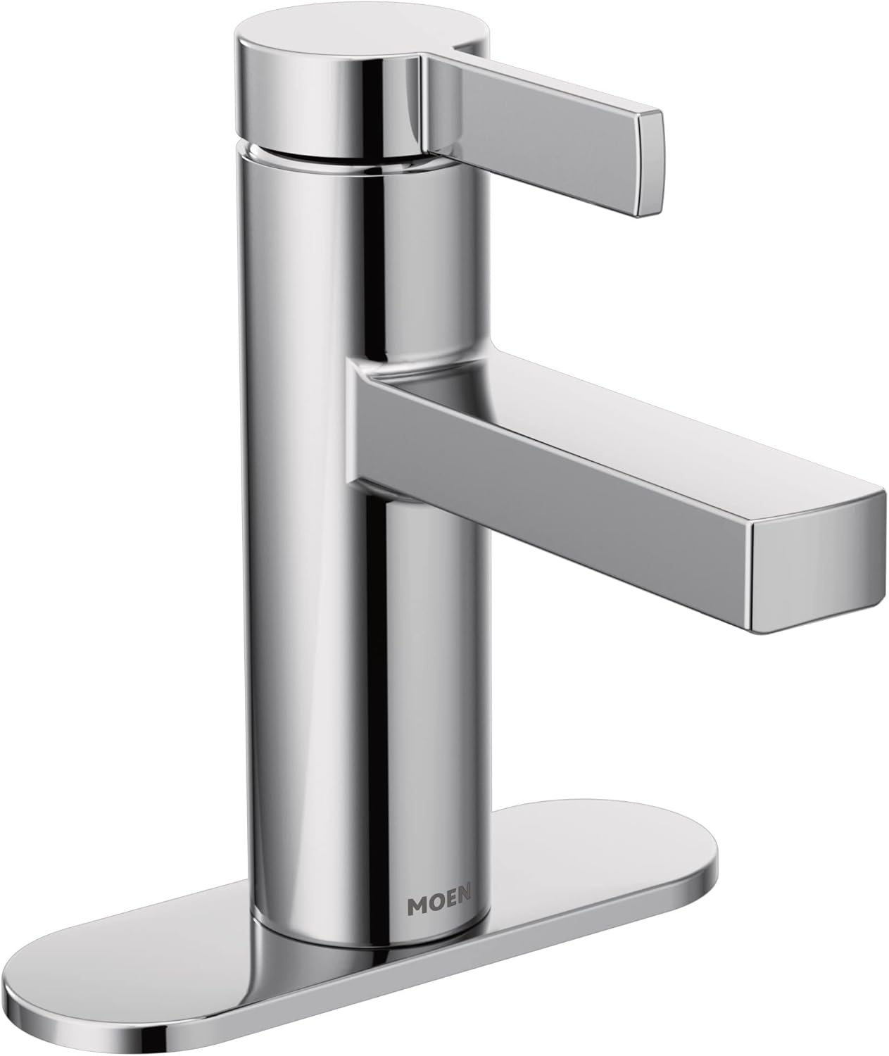 image:imageMoen Beric Matte Black Modern OneHandle Single Hole Bathroom Faucet with Drain Assembly and Optional Deckplate for Your Bath Sink 84774BLChrome
