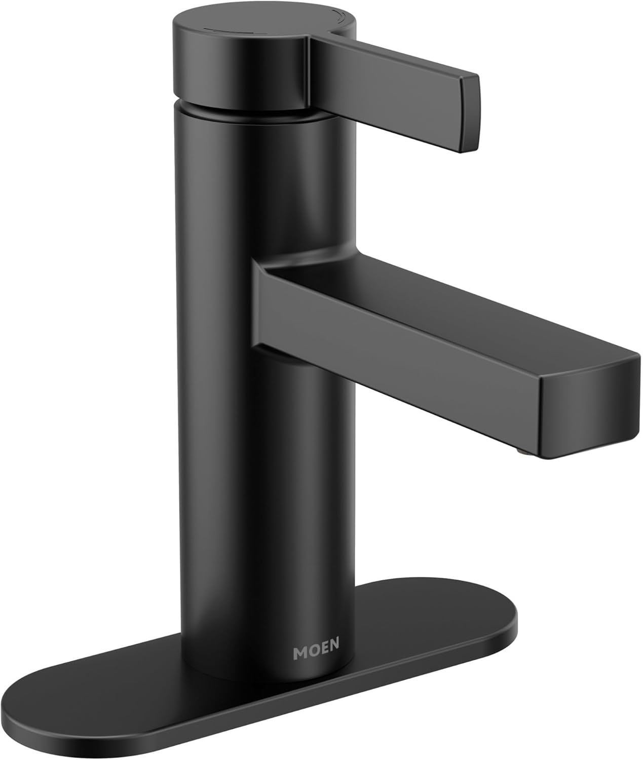 image:imageMoen Beric Matte Black Modern OneHandle Single Hole Bathroom Faucet with Drain Assembly and Optional Deckplate for Your Bath Sink 84774BLMatte Black