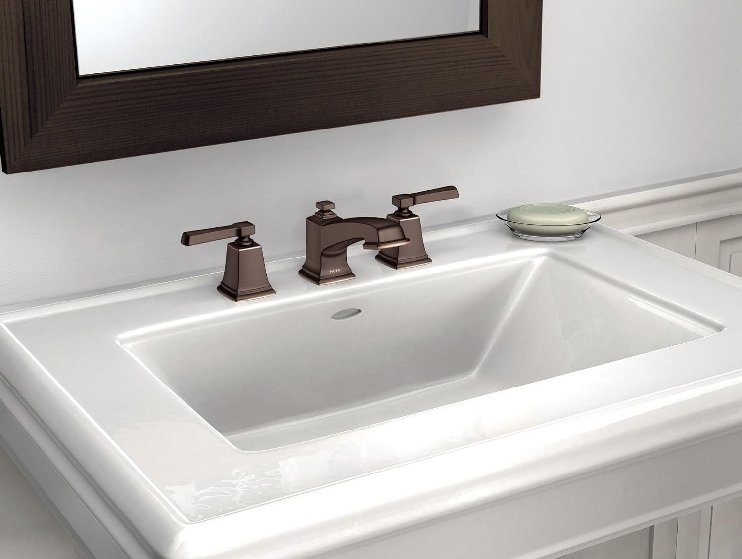 image:imageMoen Boardwalk TwoHandle High Arc Widespread Bathroom Sink Faucet for 3Hole Setups with Valve Included Mediterranean Bronze TV6220BRBMediterranean Bronze
