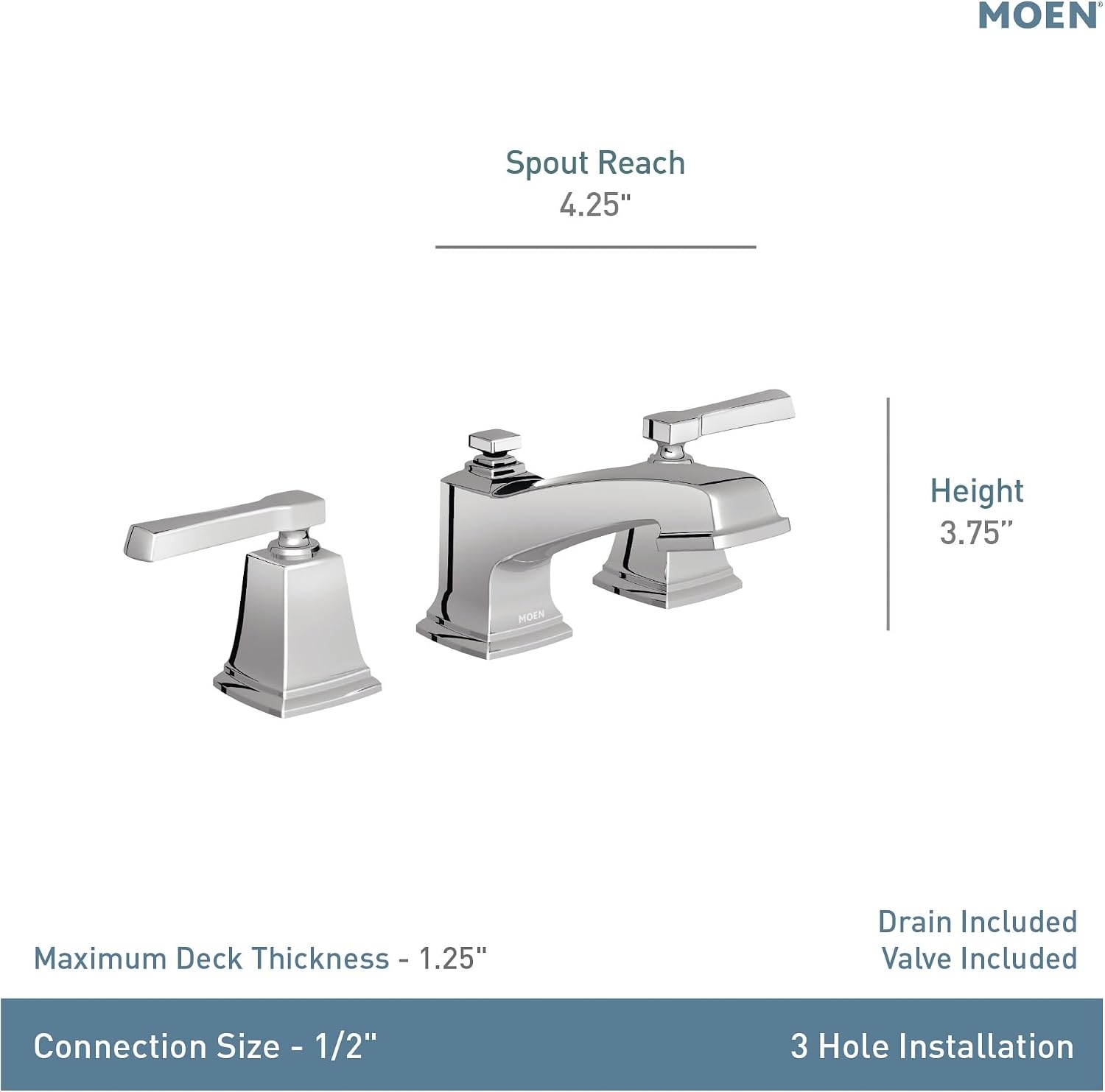 image:imageMoen Boardwalk TwoHandle High Arc Widespread Bathroom Sink Faucet for 3Hole Setups with Valve Included Mediterranean Bronze TV6220BRBMediterranean Bronze