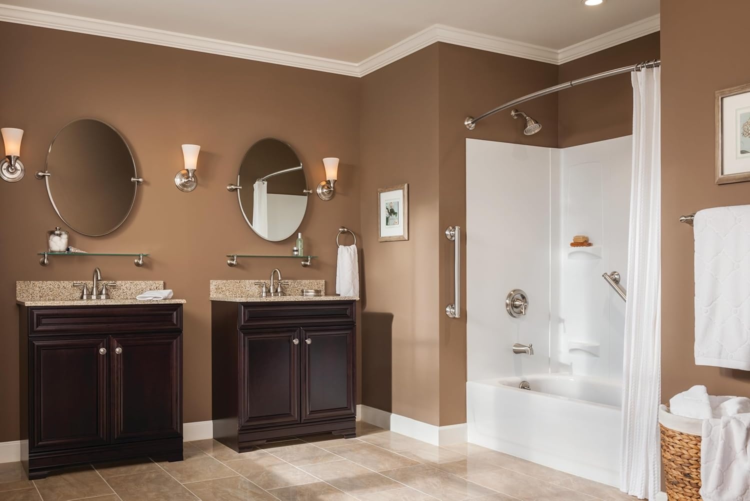image:imageMoen Brantford Brushed Nickel PosiTemp Pressure Balancing EcoPerformance HighPressure Shower Trim Kit with Showerhead Lever Handle and Tub Spout Valve Required T2153EPBNBrushed Nickel