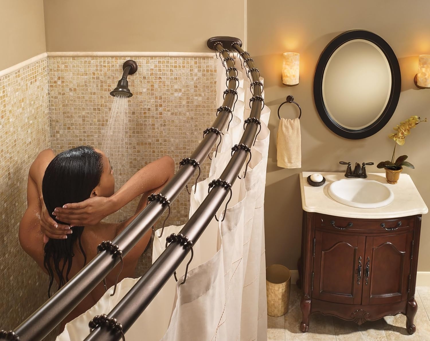 image:imageMoen Brantford Brushed Nickel Pressure Balancing Modern Bathtub and Shower Trim Kit with Shower Head Shower Handle and Tub Spout Shower Faucet Set PosiTemp Valve Required T2153BNOil Rubbed Bronze