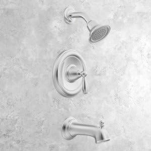 image:imageMoen Brantford Brushed Nickel Pressure Balancing Modern Bathtub and Shower Trim Kit with Shower Head Shower Handle and Tub Spout Shower Faucet Set PosiTemp Valve Required T2153BNBrushed Nickel