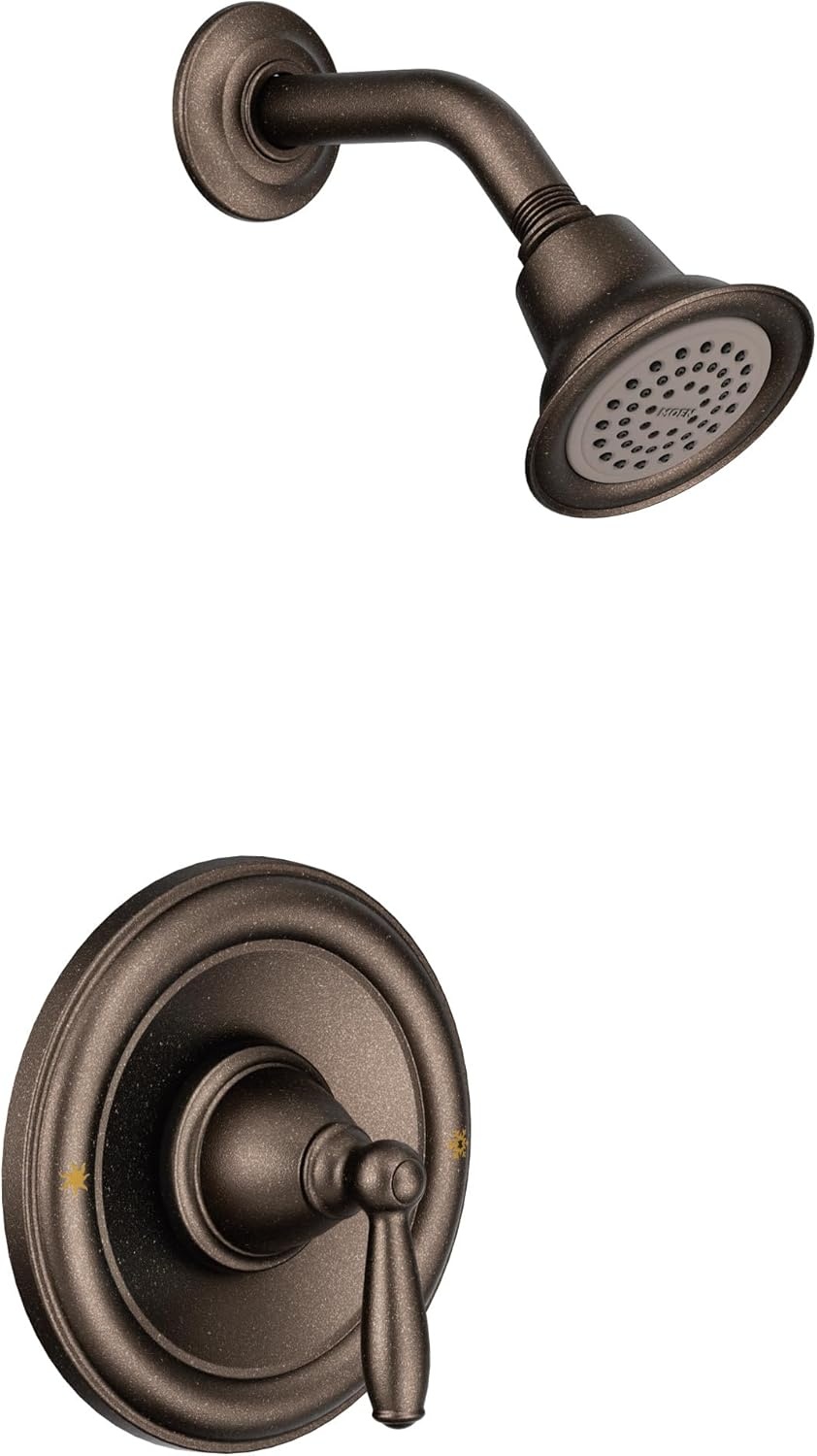 image:imageMoen Brantford Oil Rubbed Bronze PosiTemp Pressure Balancing Shower Trim Kit with Shower Head and Lever Handle Valve Required T2152ORBOil Rubbed Bronze