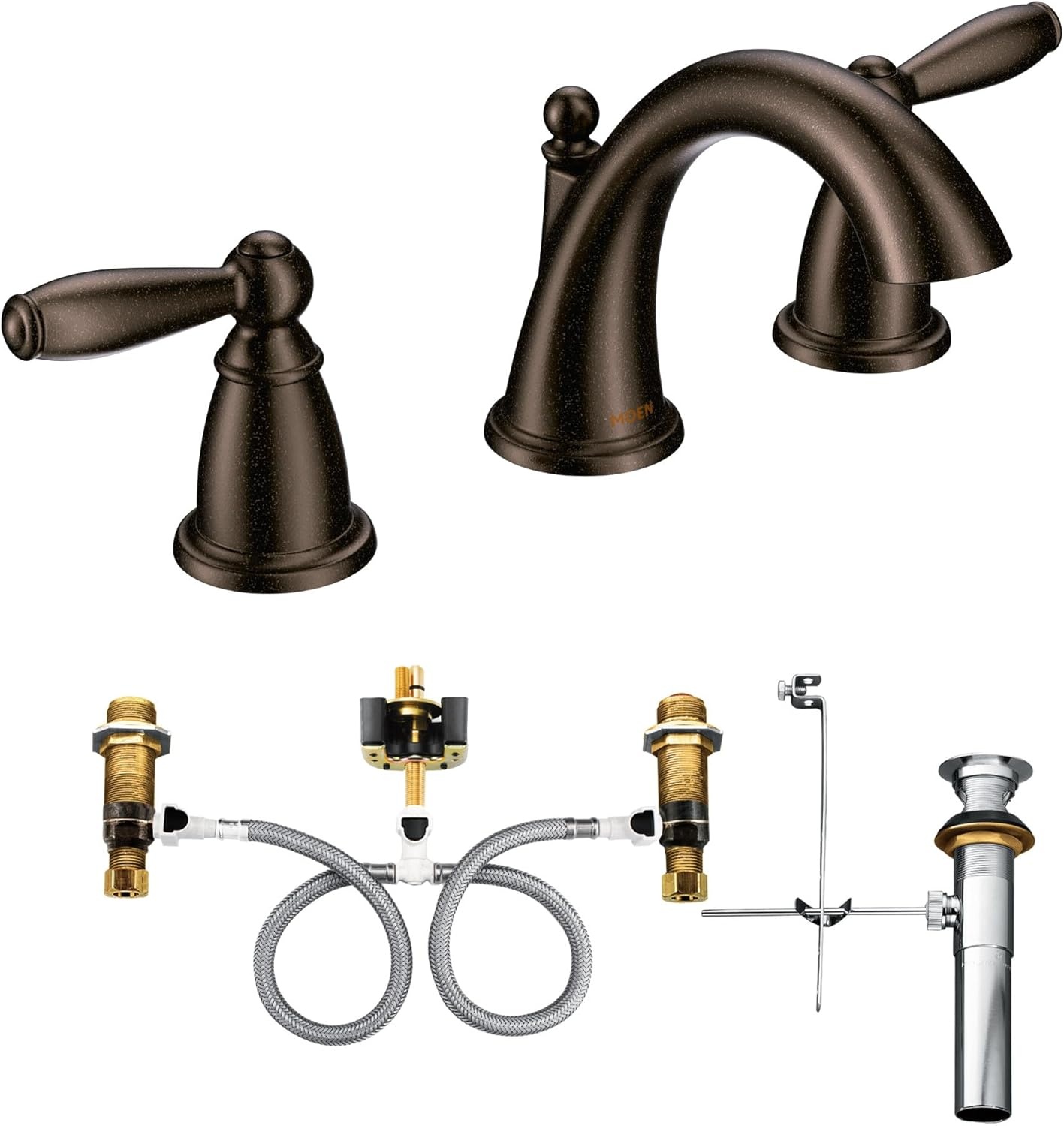 image:imageMoen Brantford OilRubbed Bronze TwoHandle Widespread Bathroom Sink Faucet for 3Hole Setups with Valve Included TV6620ORB