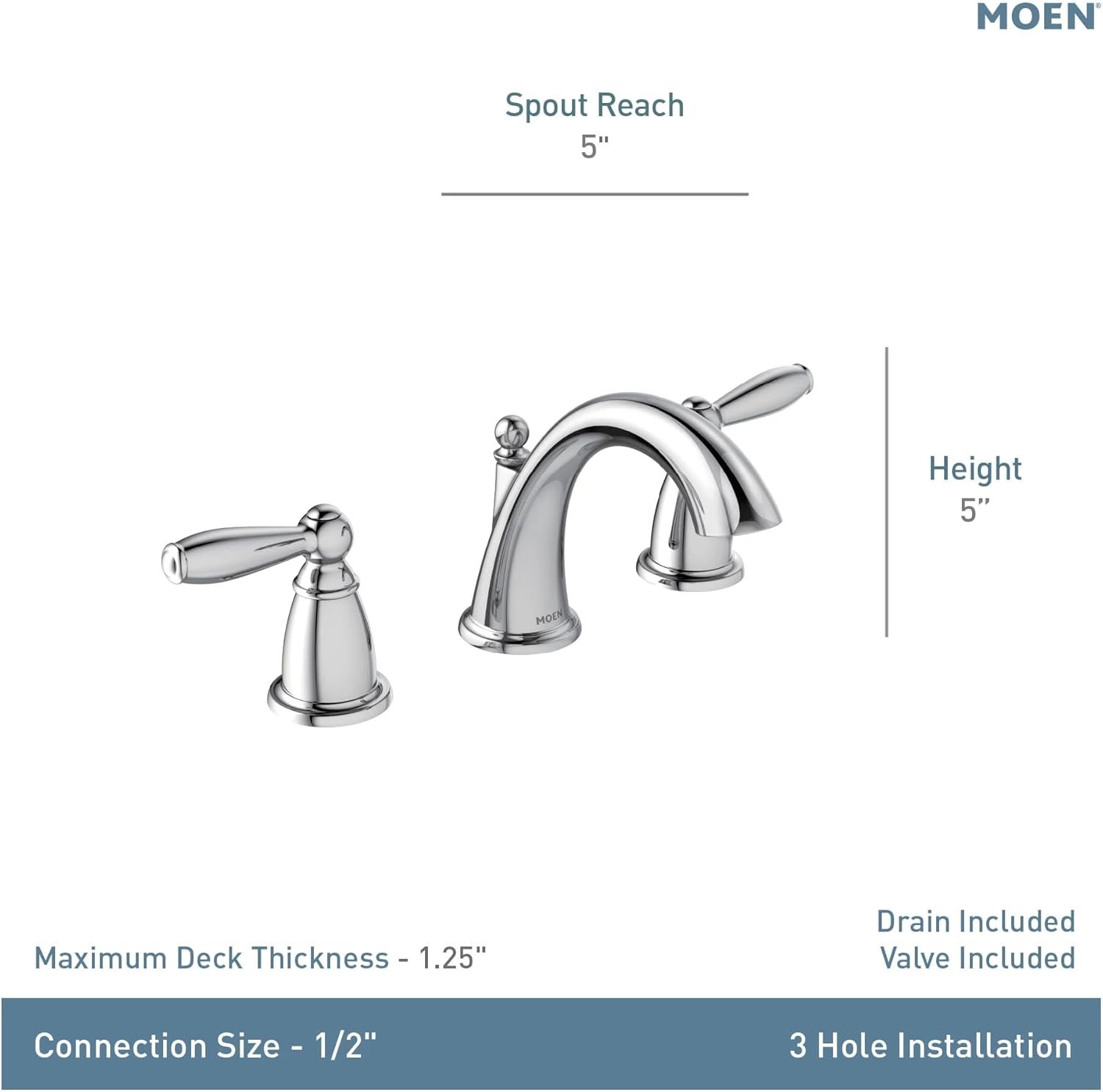image:imageMoen Brantford OilRubbed Bronze TwoHandle Widespread Bathroom Sink Faucet for 3Hole Setups with Valve Included TV6620ORB
