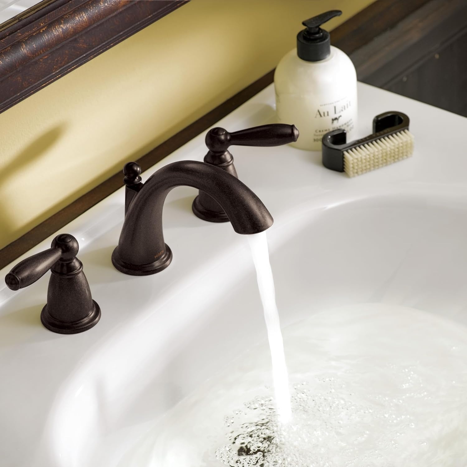 image:imageMoen Brantford OilRubbed Bronze TwoHandle Widespread Bathroom Sink Faucet for 3Hole Setups with Valve Included TV6620ORB