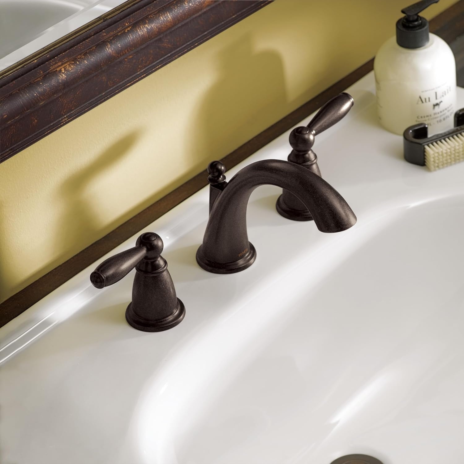 image:imageMoen Brantford OilRubbed Bronze TwoHandle Widespread Bathroom Sink Faucet for 3Hole Setups with Valve Included TV6620ORB