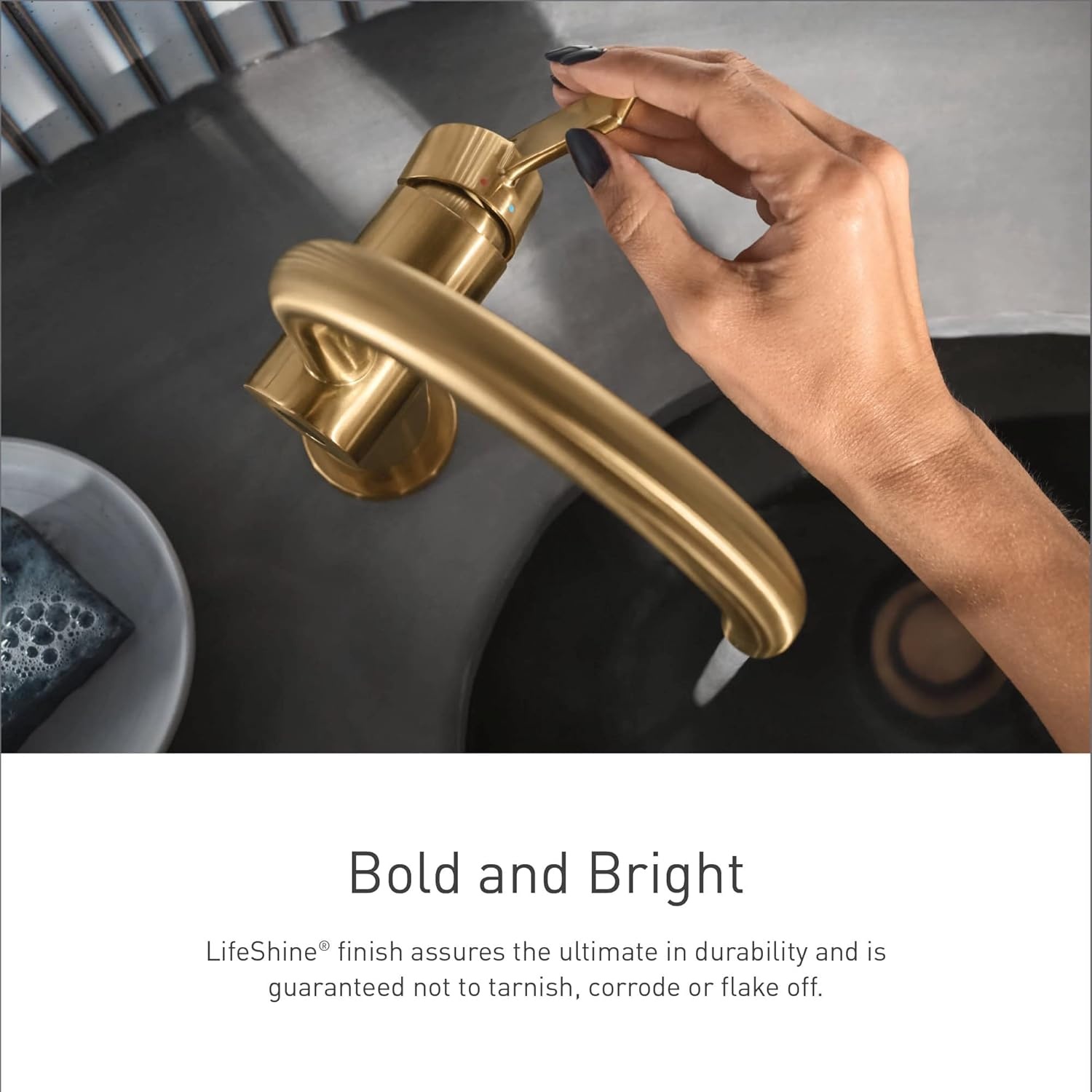 image:imageMoen Brushed Gold Colinet OneHandle Single Hole Traditional Bathroom Sink Faucet S44101BG