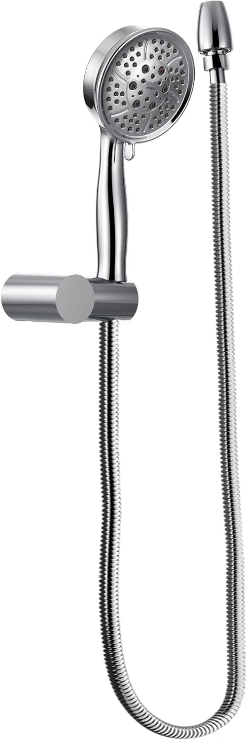 image:imageMoen Brushed Nickel Four Function EcoPerformance Handheld Shower with Wall Bracket and 69Inch Hose 3636EPBNChrome