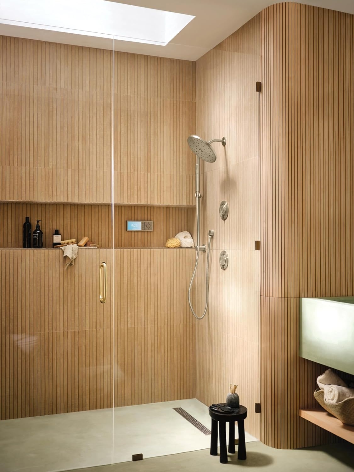 image:imageMoen Brushed Nickel Modern EcoPerformance Handshower Handheld Shower with 30Inch Slide Bar and 69Inch Metal Hose 3887EPBNBrushed Nickel