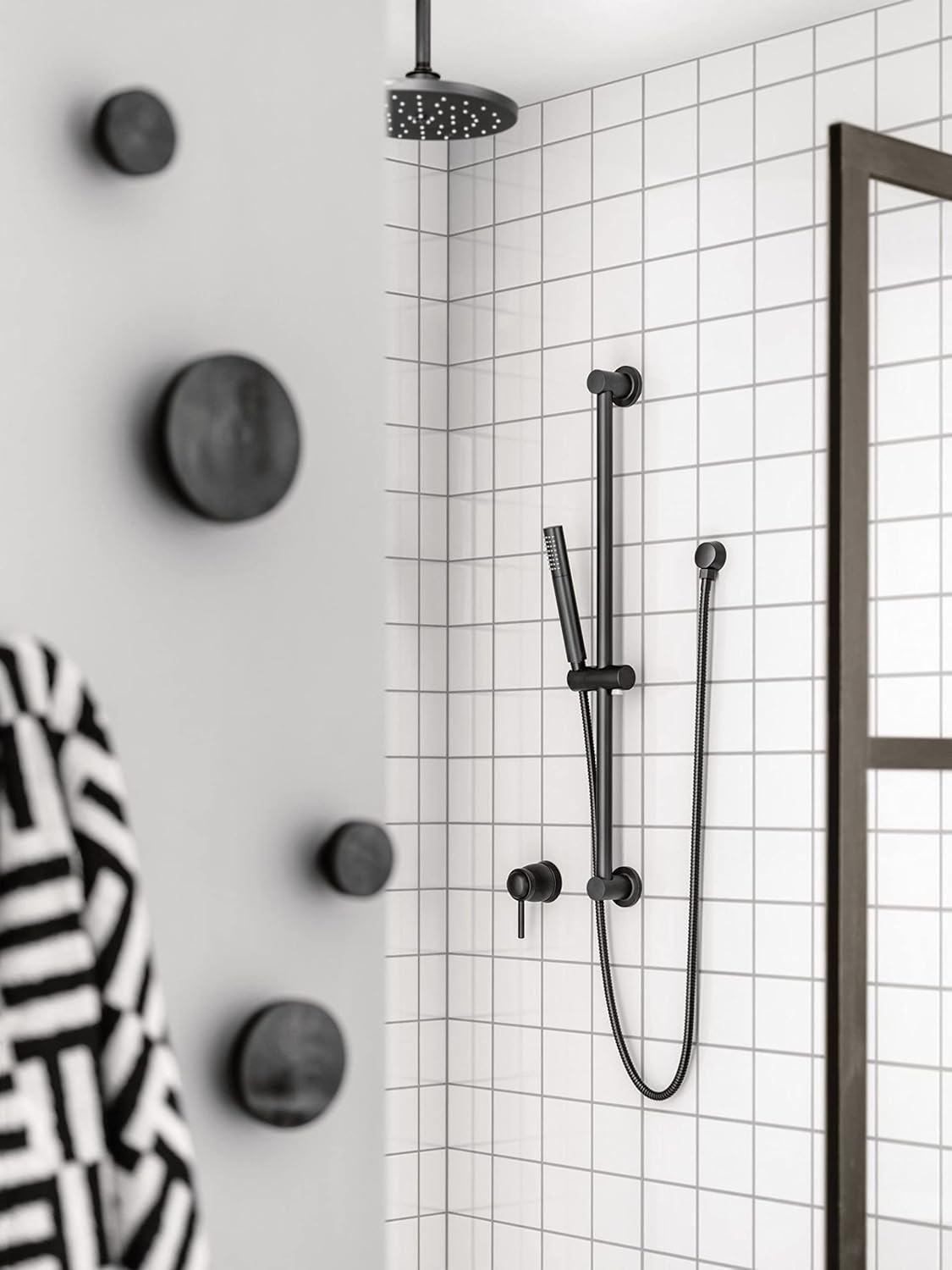 image:imageMoen Brushed Nickel Modern EcoPerformance Handshower Handheld Shower with 30Inch Slide Bar and 69Inch Metal Hose 3887EPBNMatte Black