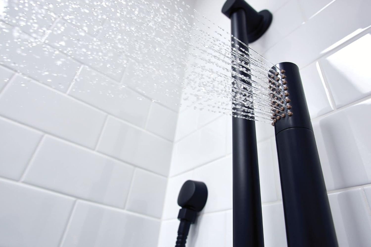 image:imageMoen Brushed Nickel Modern EcoPerformance Handshower Handheld Shower with 30Inch Slide Bar and 69Inch Metal Hose 3887EPBNMatte Black