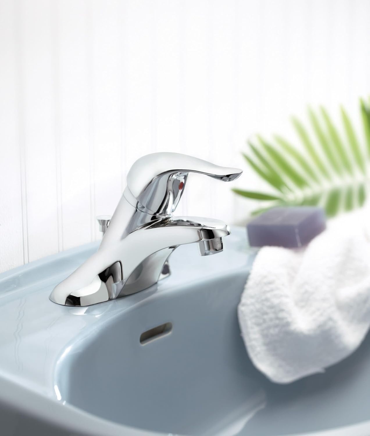 image:imageMoen Chateau Chrome OneHandle LowArc Centerset Bathroom Sink Faucet with Drain Assembly L4621Chrome
