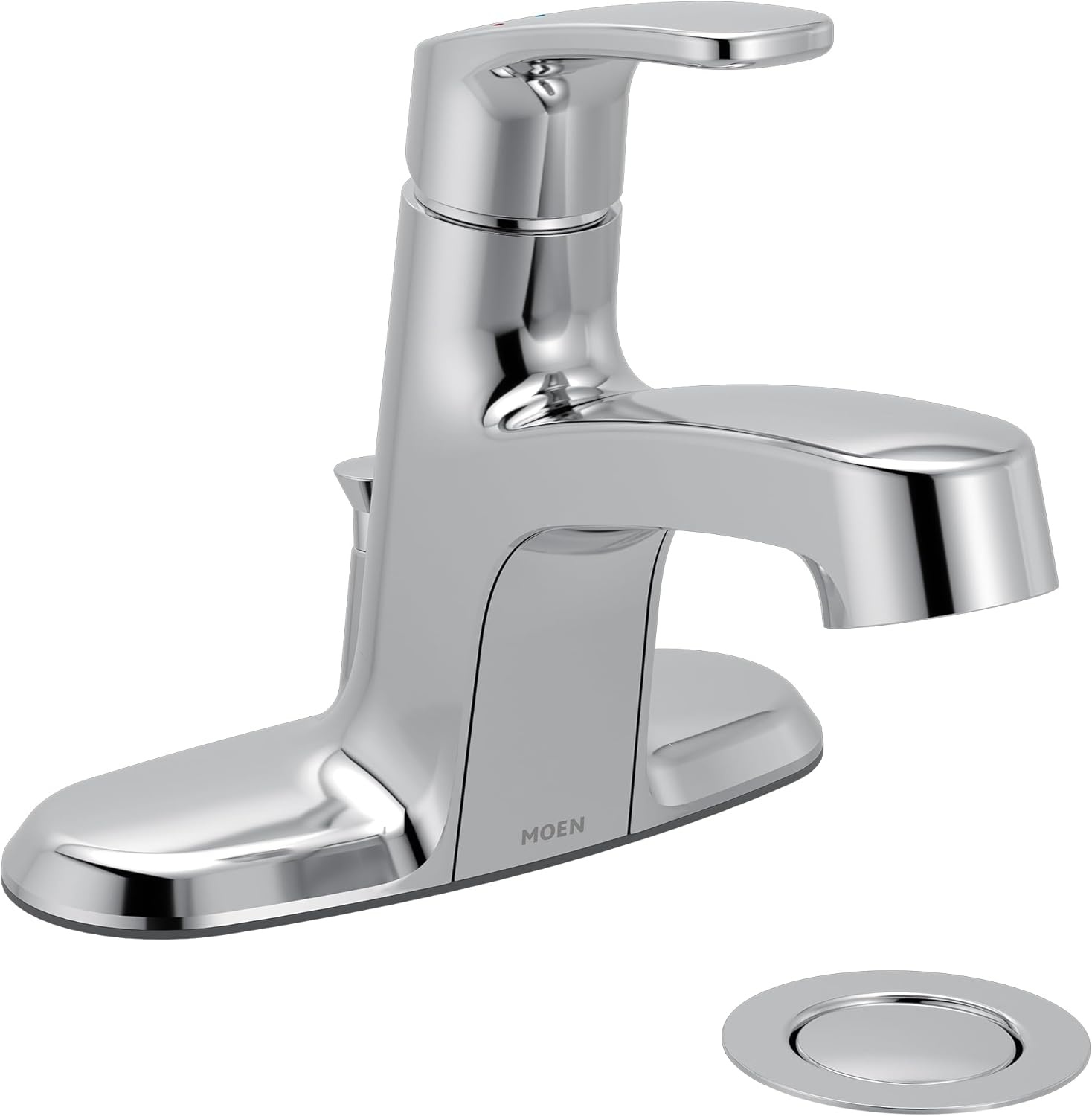 image:imageMoen Chateau Chrome OneHandle LowArc Centerset Bathroom Sink Faucet with Drain Assembly L4621Chrome