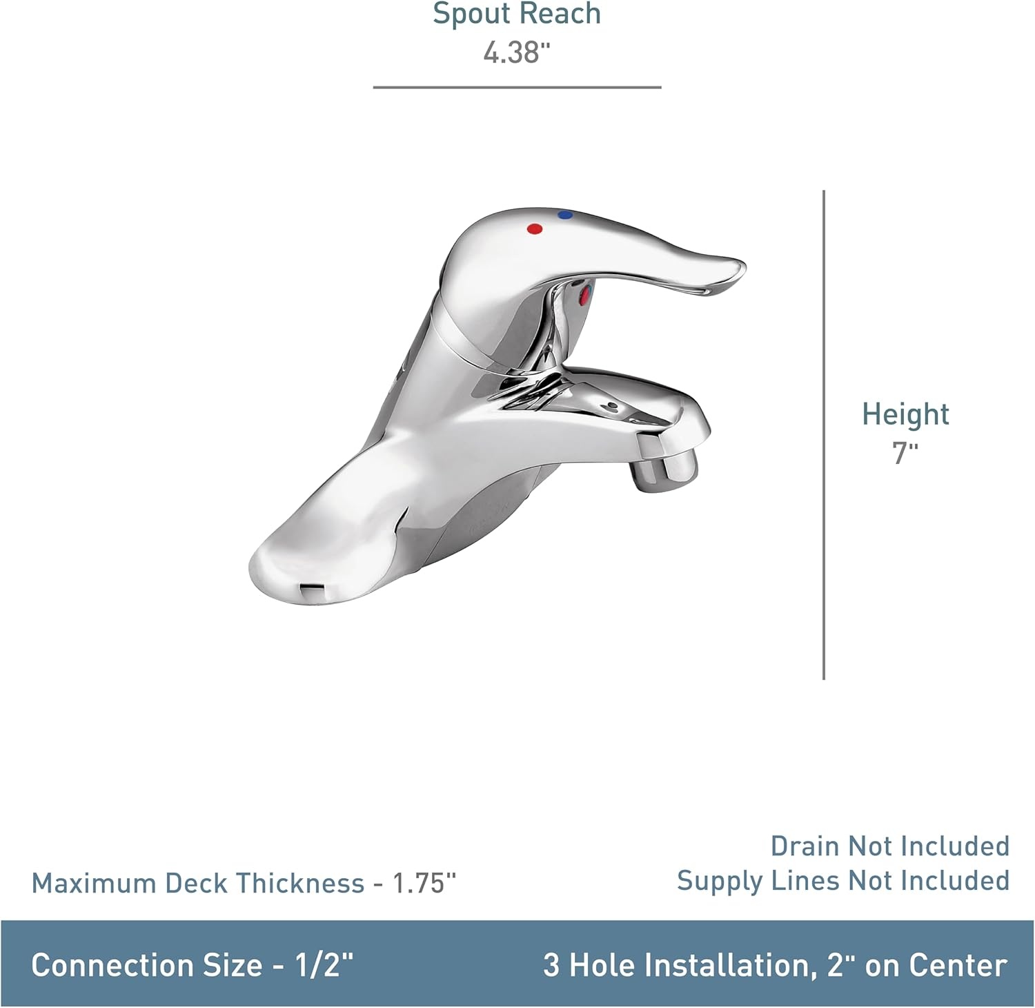 image:imageMoen Chateau Chrome Single Handle Bathroom Faucet Without Drain Assembly L460505