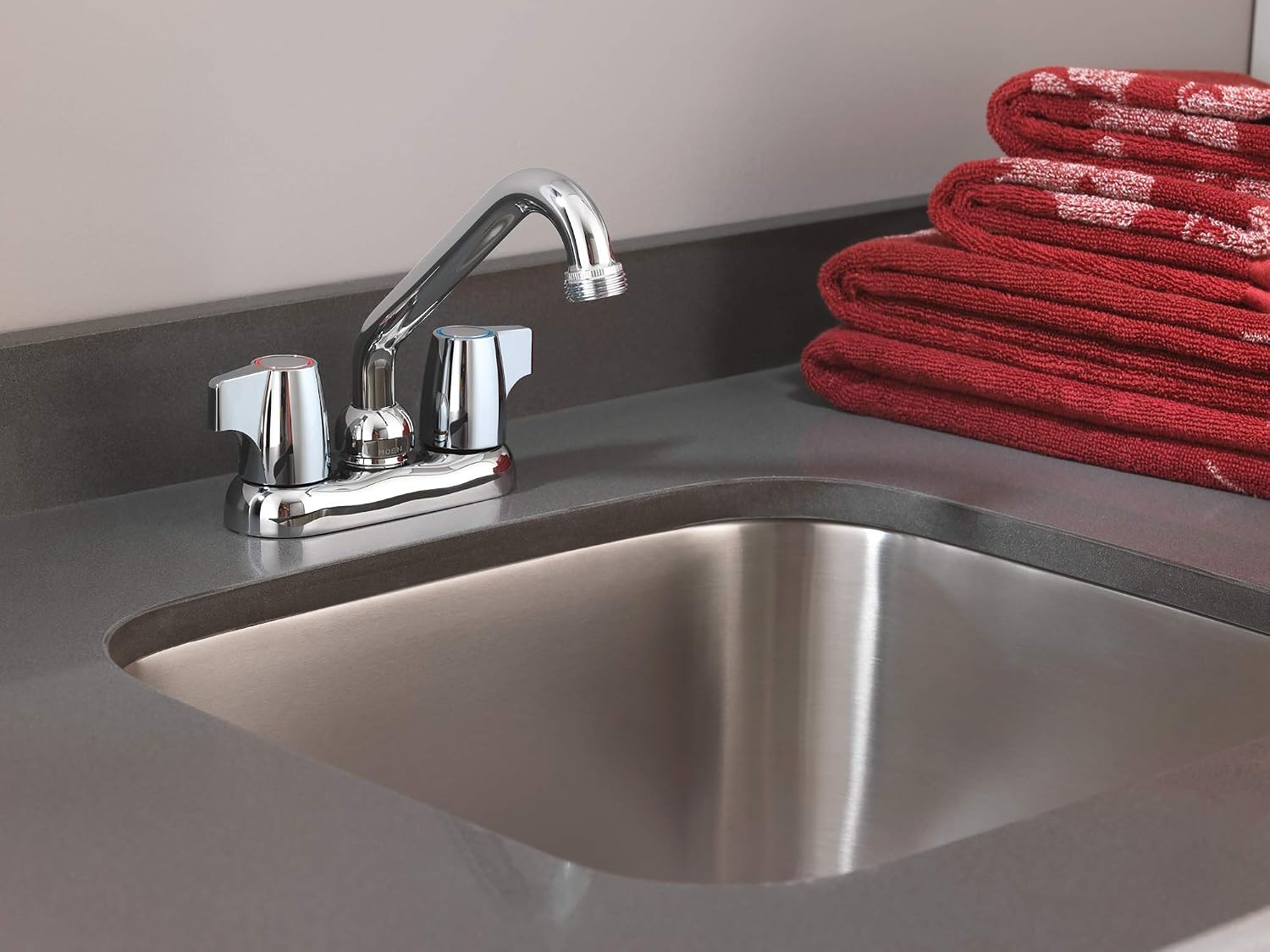 image:imageMoen Chrome Chateau TwoHandle 4Inch Centerset Utility or Laundry Sink Faucet with Threaded Spout 7499874998