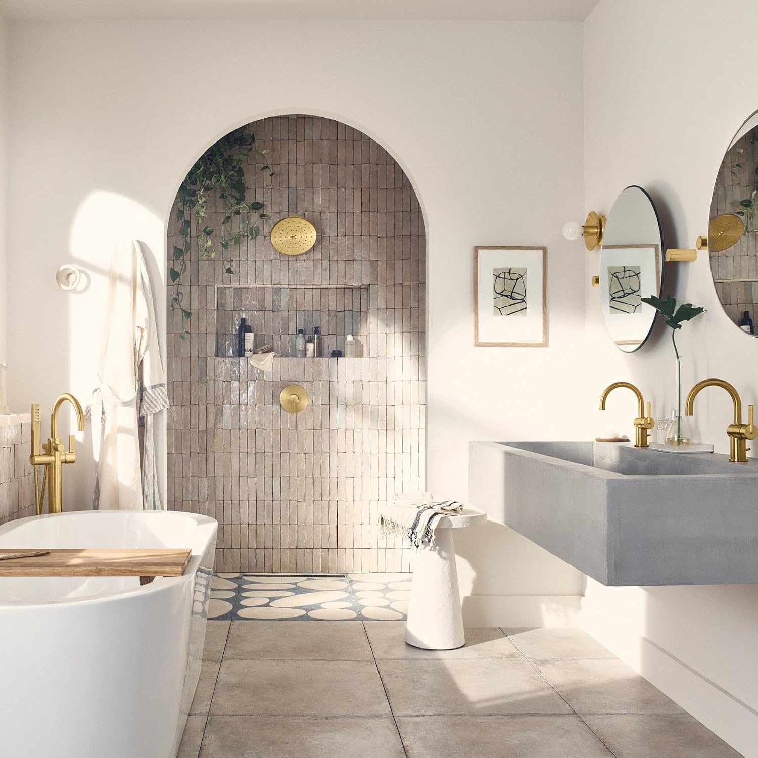 image:imageMoen Cia Brushed Gold One Handle Freestanding Floor Mount Tub Filler with Handshower 615BGBrushed Gold