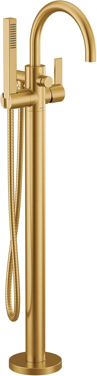 image:imageMoen Cia Brushed Gold One Handle Freestanding Floor Mount Tub Filler with Handshower 615BGMatte Black