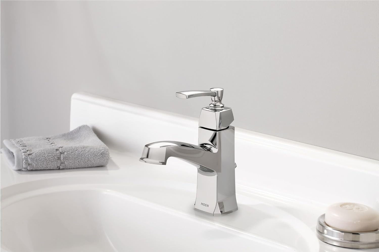 image:imageMoen Conway Chrome OneHandle Single Hole or Centerset Bathroom Faucet with Drain Assembly WS84923Chrome