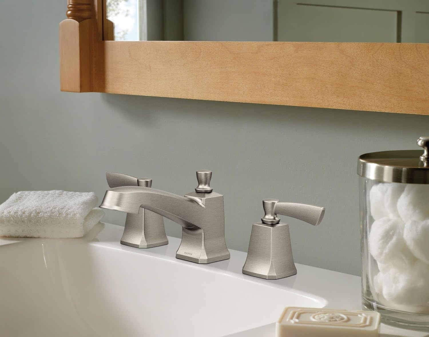 image:imageMoen Conway Spot Resist Brushed Nickel Two Handle Widespread Bathroom Sink Faucet with Valve Included 84926SRNSpot Resist Stainless