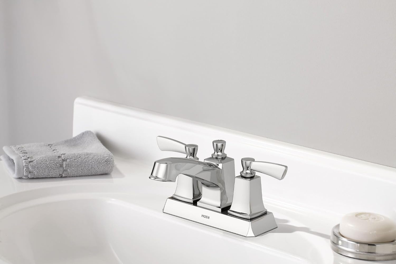 image:imageMoen Conway TwoHandle Centerset Bathroom Faucet with Drain Assembly Chrome WS84922Chrome