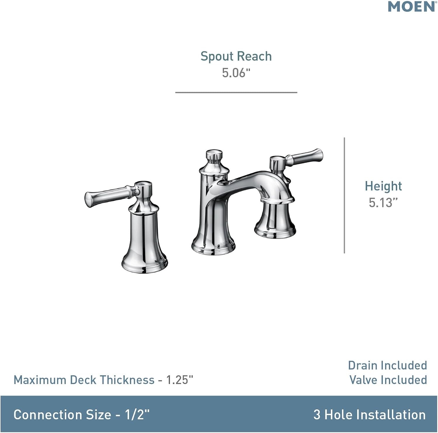 image:imageMoen Dartmoor Brushed Nickel TwoHandle High Arc Widespread Bathroom Sink Faucet for 3Hole Setups with Valve Included TV6805BNBronzed Gold
