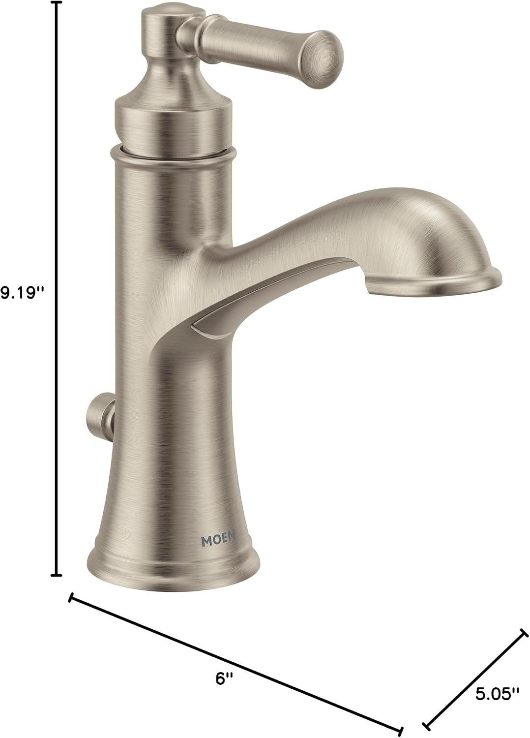 image:imageMoen Dartmoor Chrome Single Handle Bathroom Sink Faucet with Optional Deckplate 6803Brushed Nickel