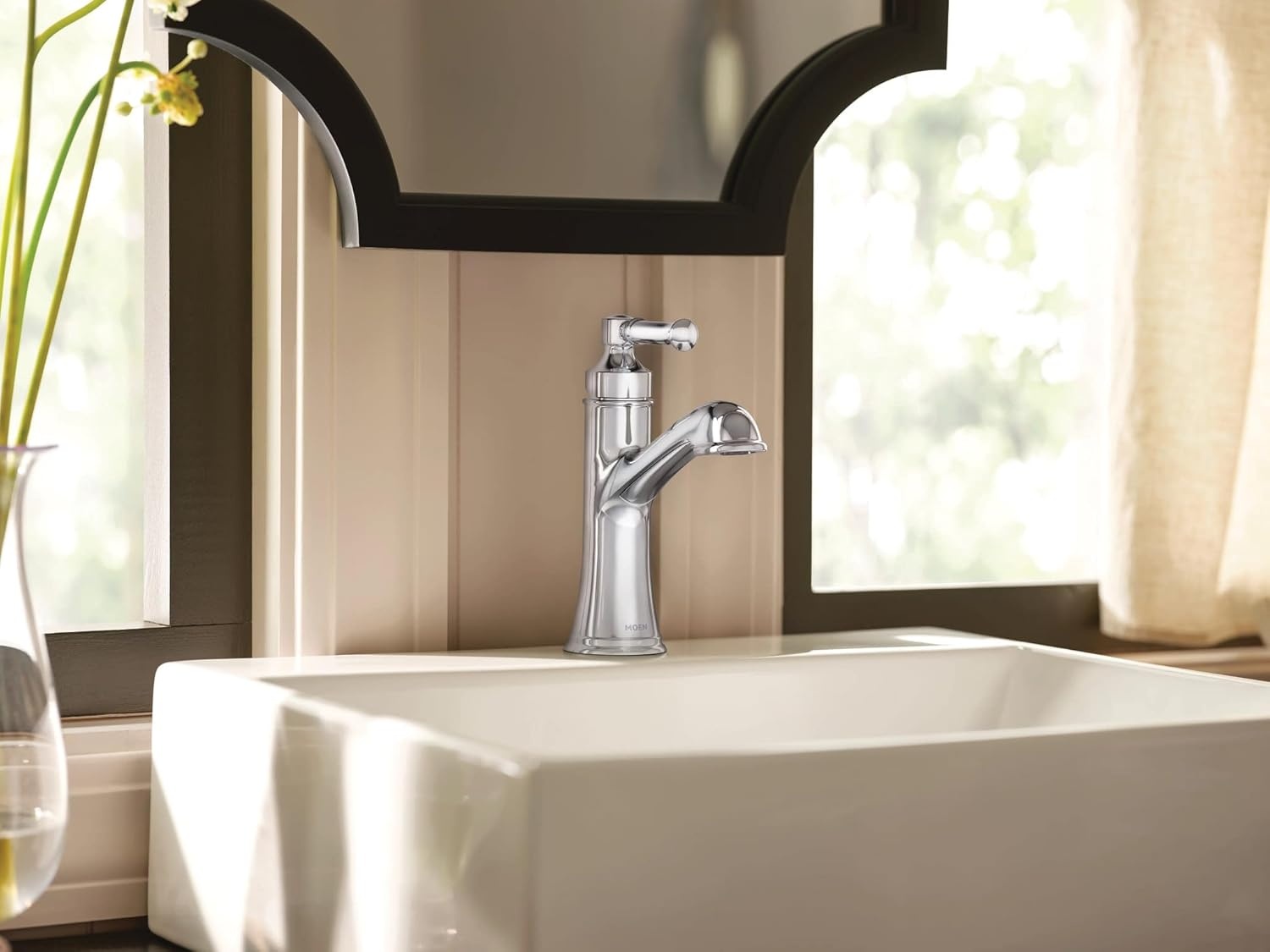 image:imageMoen Dartmoor Chrome Single Handle Bathroom Sink Faucet with Optional Deckplate 6803Chrome