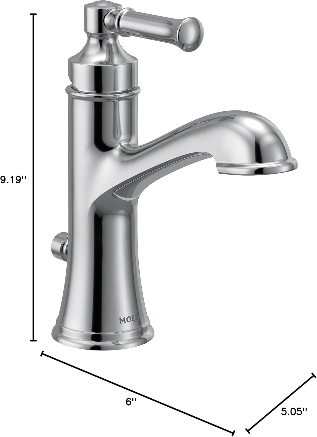 image:imageMoen Dartmoor Chrome Single Handle Bathroom Sink Faucet with Optional Deckplate 6803Chrome