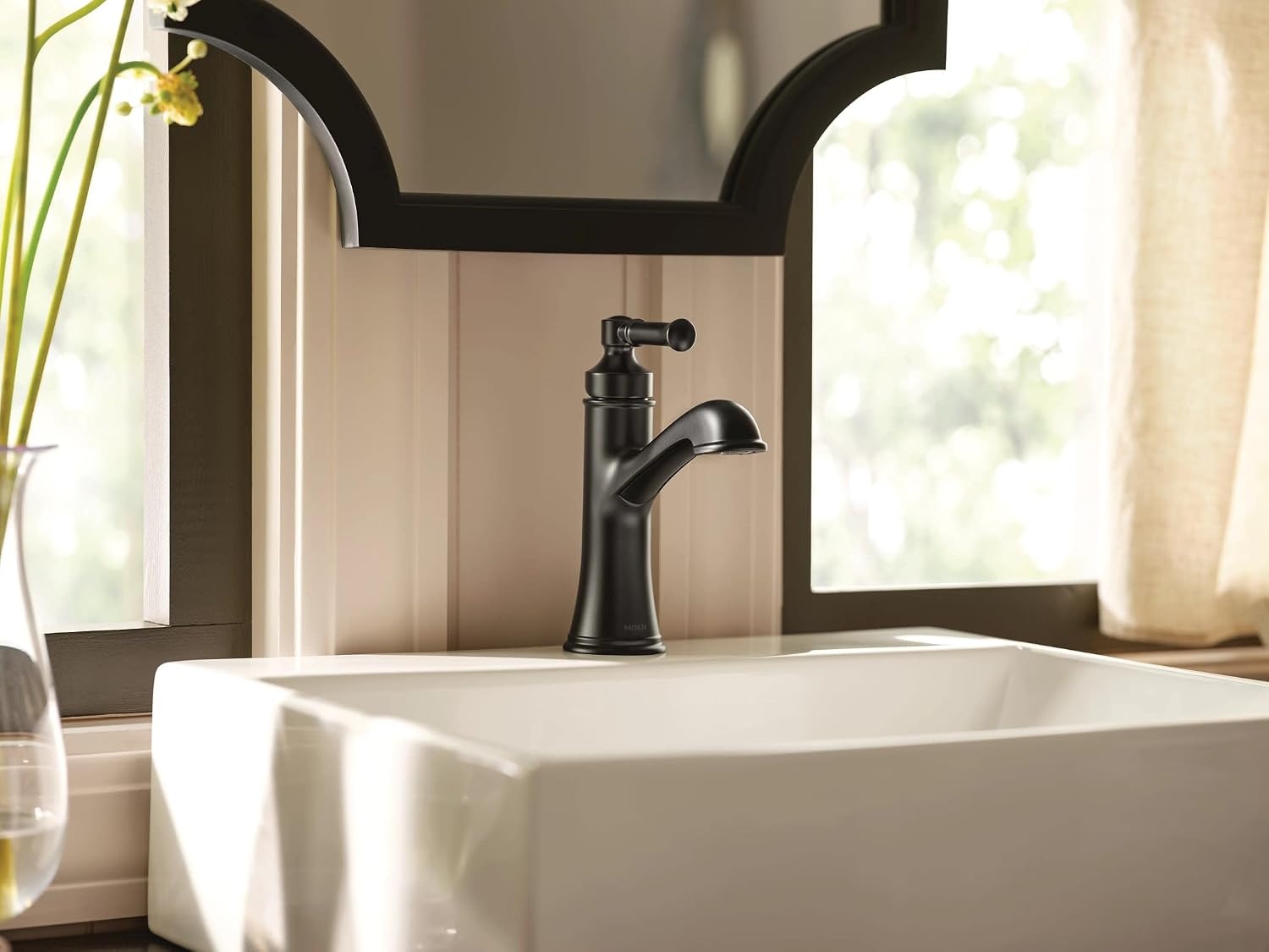 image:imageMoen Dartmoor Chrome Single Handle Bathroom Sink Faucet with Optional Deckplate 6803Matte Black