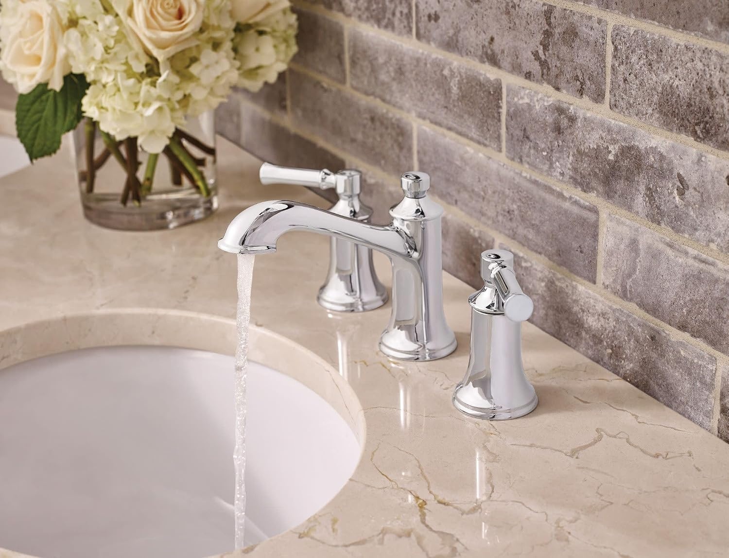 image:imageMoen Dartmoor Chrome Traditional TwoHandle Widespread Bathroom Sink Faucet Valve Required T6805
