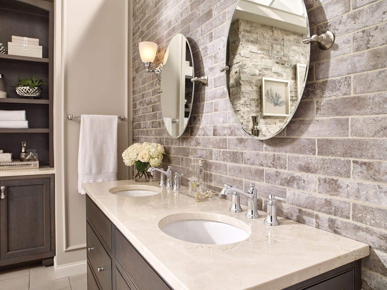 image:imageMoen Dartmoor Chrome Traditional TwoHandle Widespread Bathroom Sink Faucet Valve Required T6805