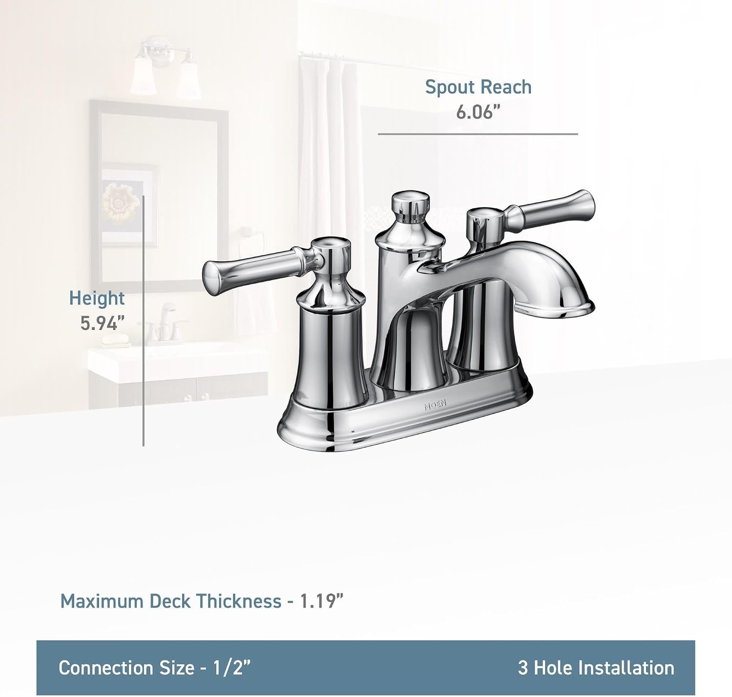 image:imageMoen Dartmoor Matte Black Traditional Two Handle Centerset Bathroom Sink Faucet 6802BLOil Rubbed Bronze