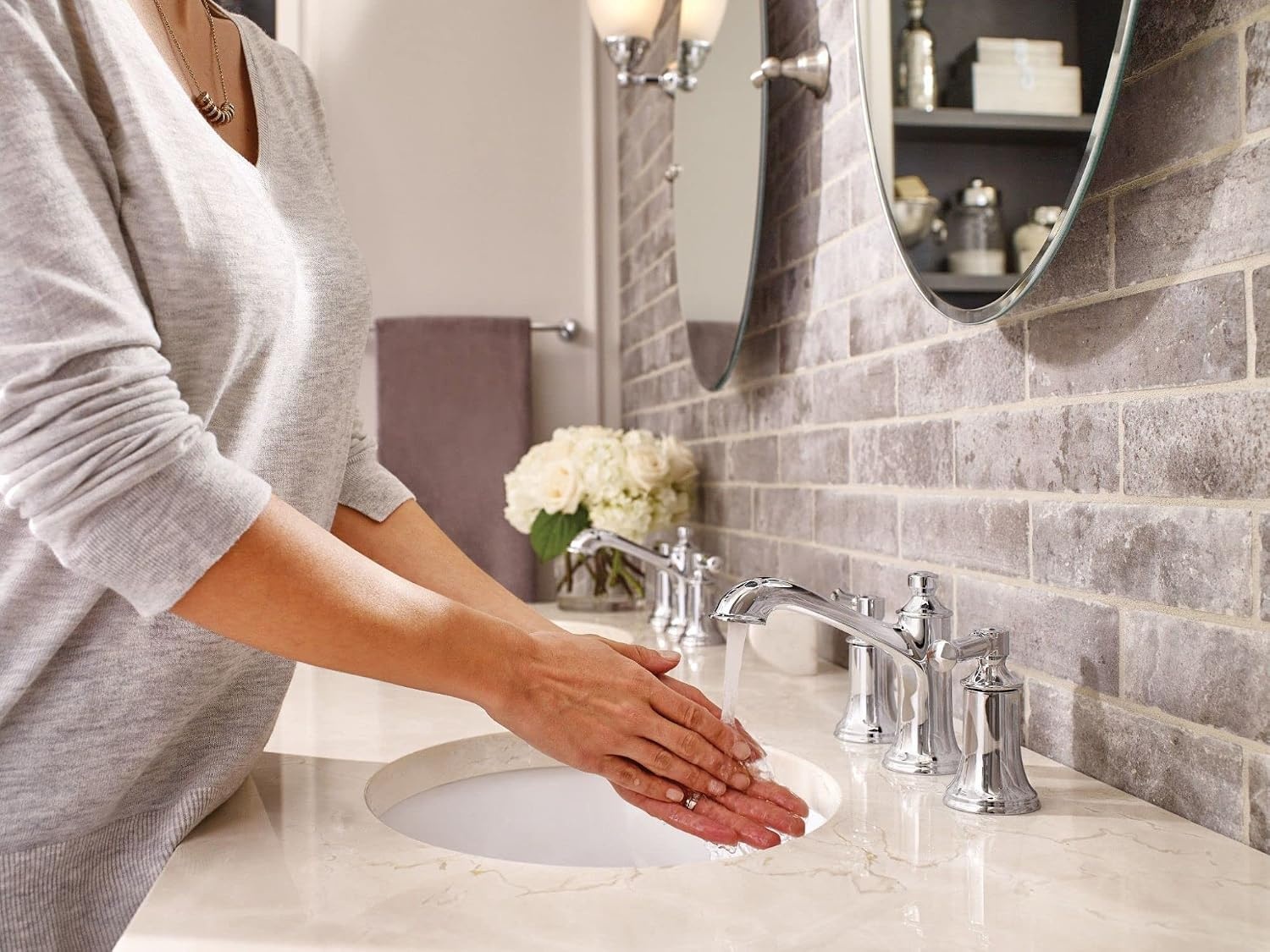 image:imageMoen Dartmoor OilRubbed Bronze TwoHandle High Arc Widespread Bathroom Sink Faucet for 3Hole Setups with Valve Included TV6805ORBChrome