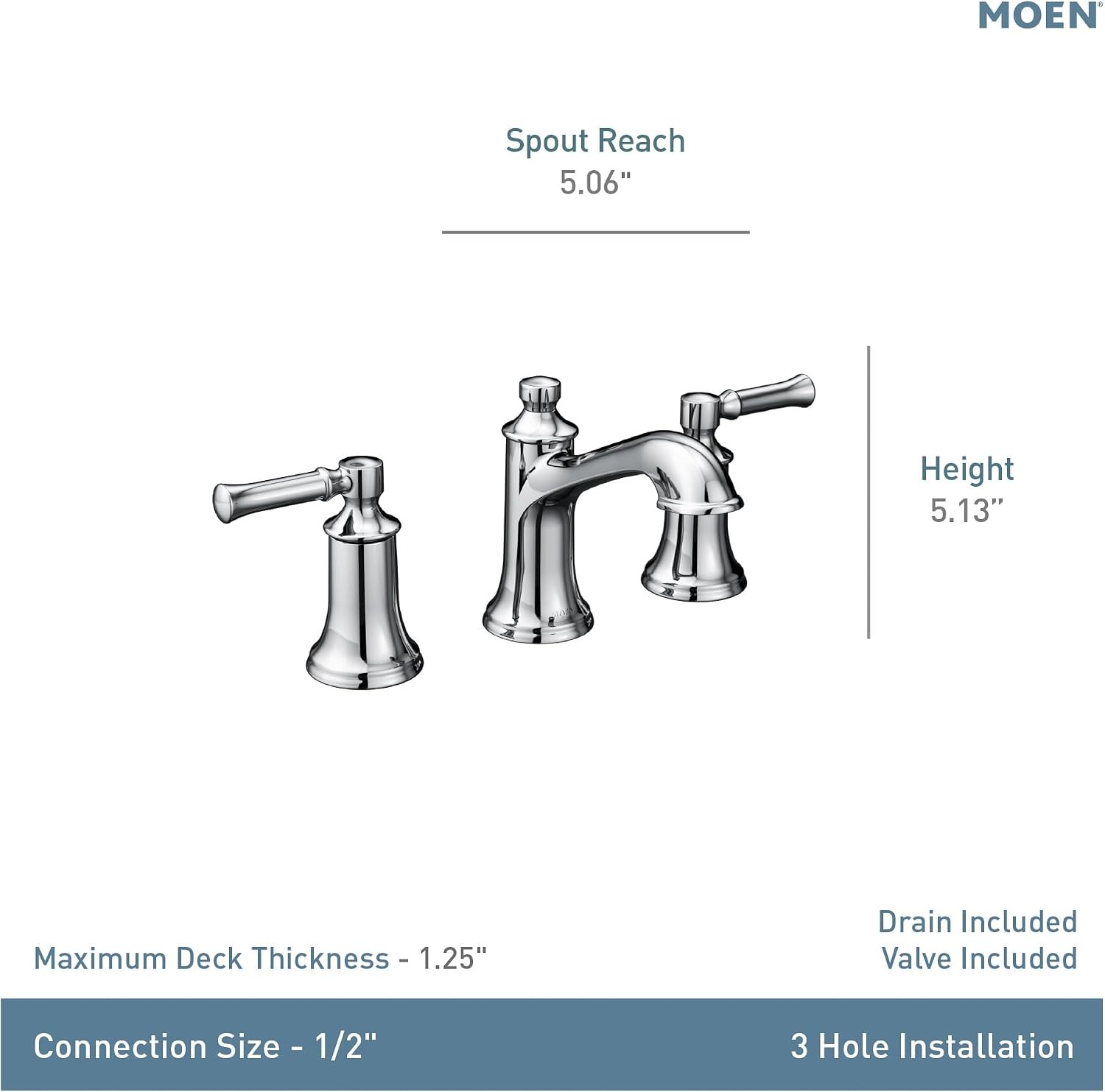 image:imageMoen Dartmoor OilRubbed Bronze TwoHandle High Arc Widespread Bathroom Sink Faucet for 3Hole Setups with Valve Included TV6805ORBOil Rubbed Bronze