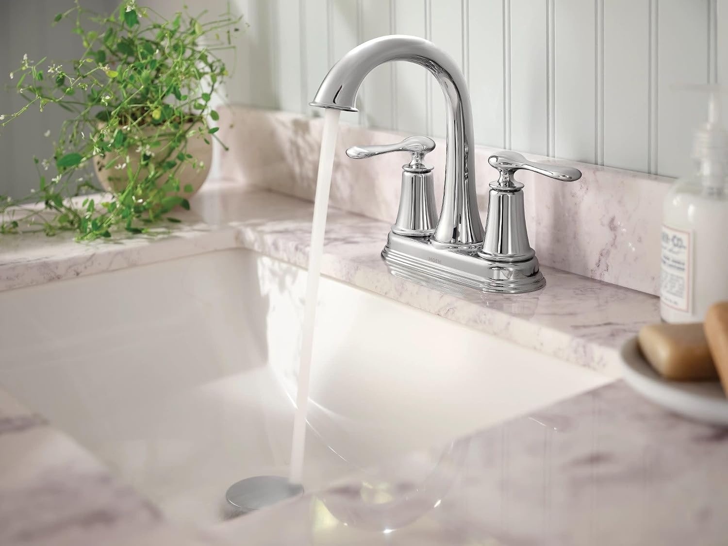 image:imageMoen Ellicott Chrome TwoHandle Centerset Bathroom Faucet with Drain Assembly 84092Chrome