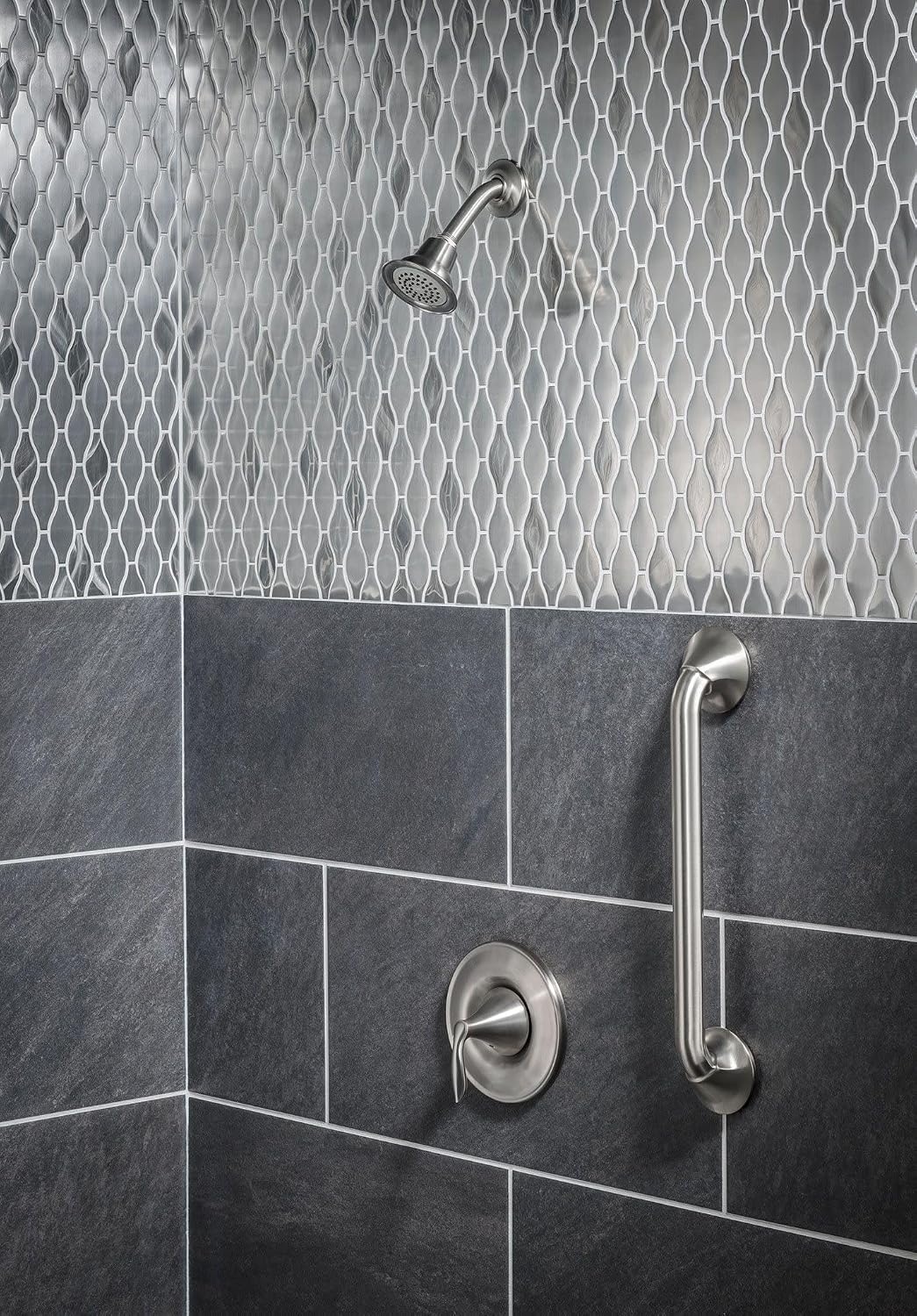 image:imageMoen Eva Brushed Nickel OneHandle PosiTemp Shower Trim Kit Featuring Shower Head and Shower Lever Handle Valve Required T2132BNBrushed Nickel