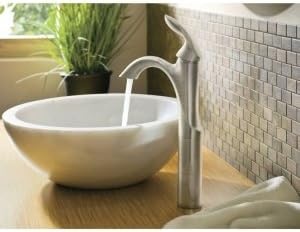 image:imageMoen Eva Brushed Nickel OneHandle Single Hole Bathroom Sink Faucet with Optional Deckplate and Available Vessel Sink Extension Kit 6400BNBrushed Nickel