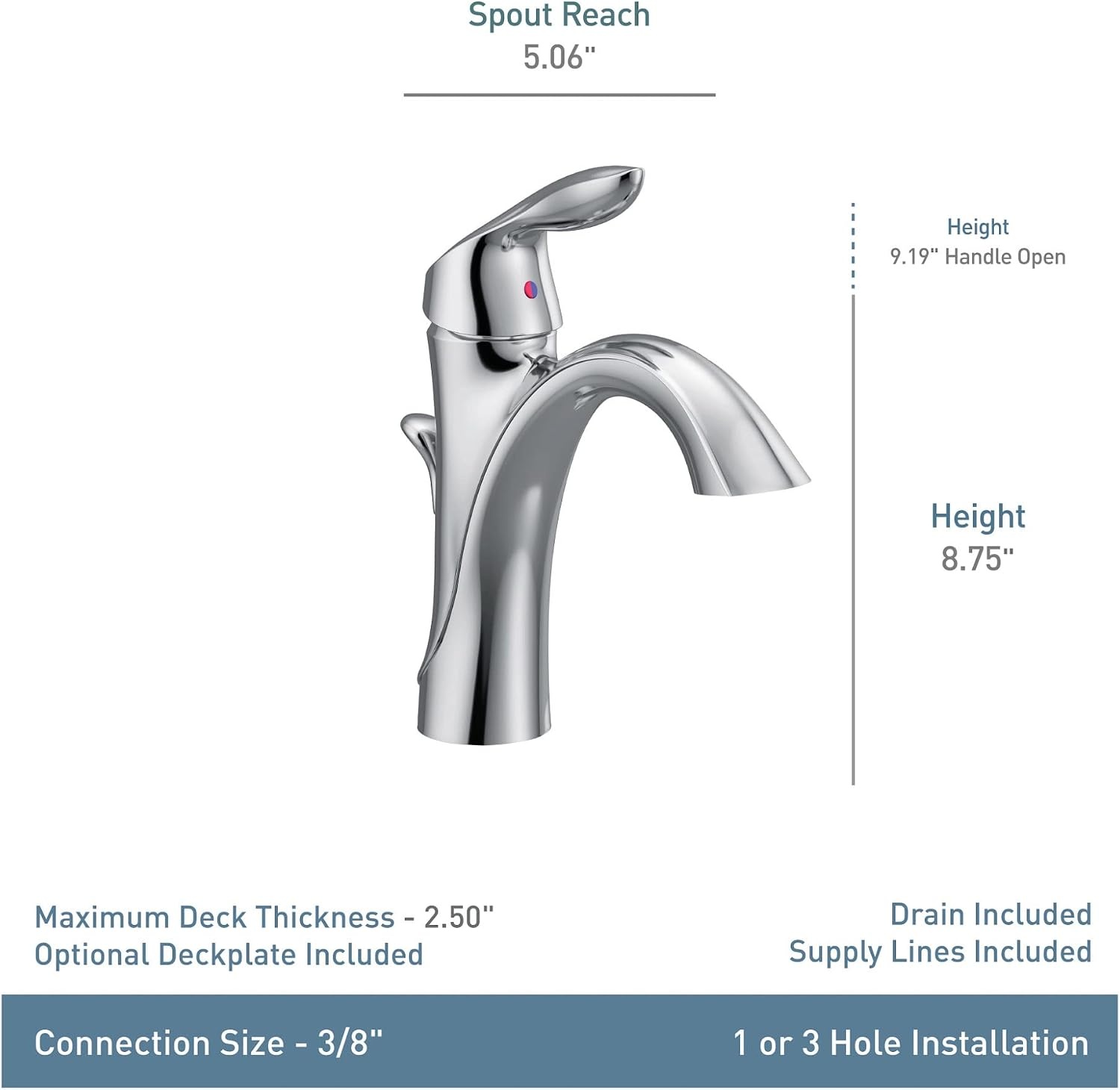 image:imageMoen Eva Brushed Nickel OneHandle Single Hole Bathroom Sink Faucet with Optional Deckplate and Available Vessel Sink Extension Kit 6400BNOil Rubbed Bronze