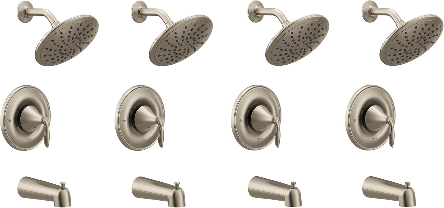 image:imageMoen Eva Brushed Nickel Tub and Shower Faucet Trim with EcoPerformance Rainshower Valve Required T2233EPBNBrushed Nickel