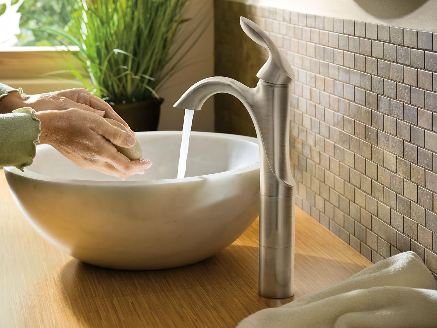 image:imageMoen Eva Chrome OneHandle Single Hole Bathroom Sink Faucet with Optional Deckplate and Available Vessel Sink Extension Kit 6400