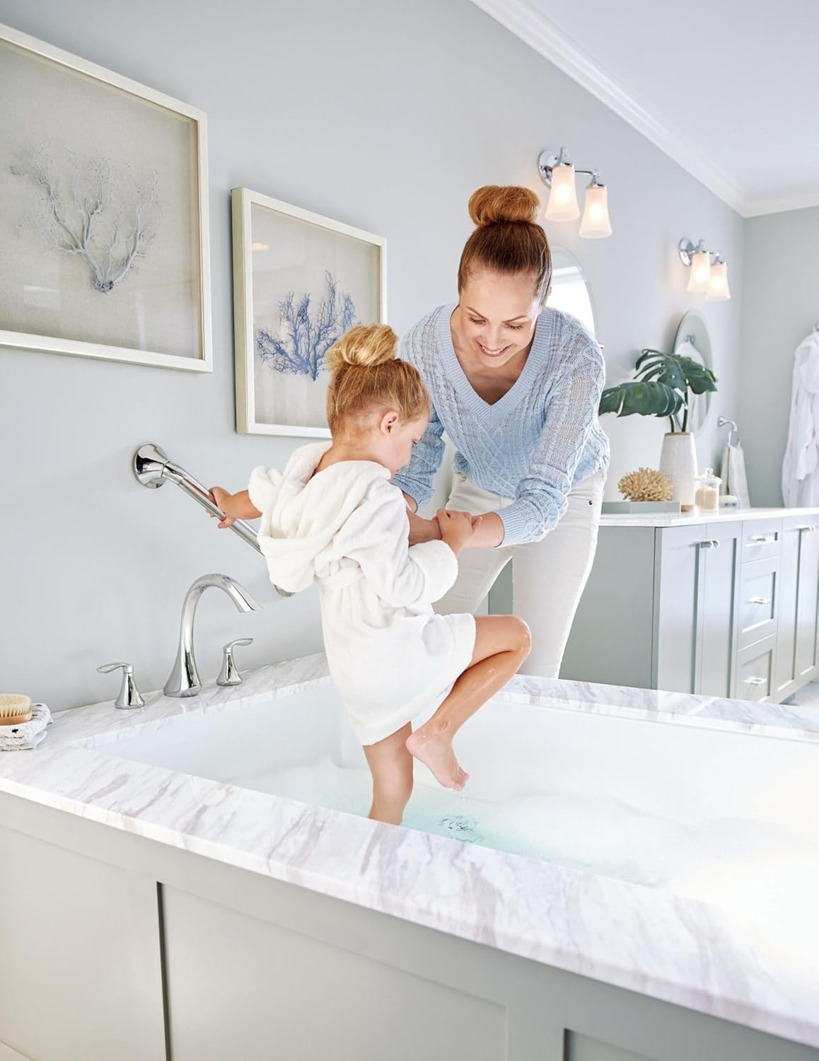 image:imageMoen Eva T943BN TwoHandle Roman Tub Faucet Trim Kit Brushed Nickel Finish Deck Mount 3Hole Installation Valve RequiredChrome