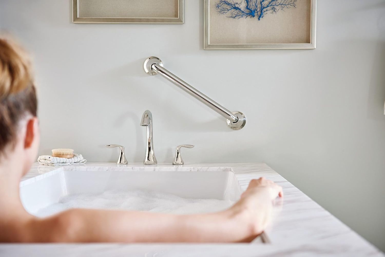 image:imageMoen Eva T943BN TwoHandle Roman Tub Faucet Trim Kit Brushed Nickel Finish Deck Mount 3Hole Installation Valve RequiredChrome